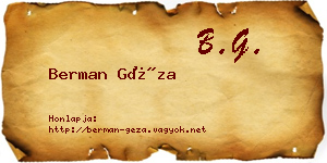 Berman Géza névjegykártya